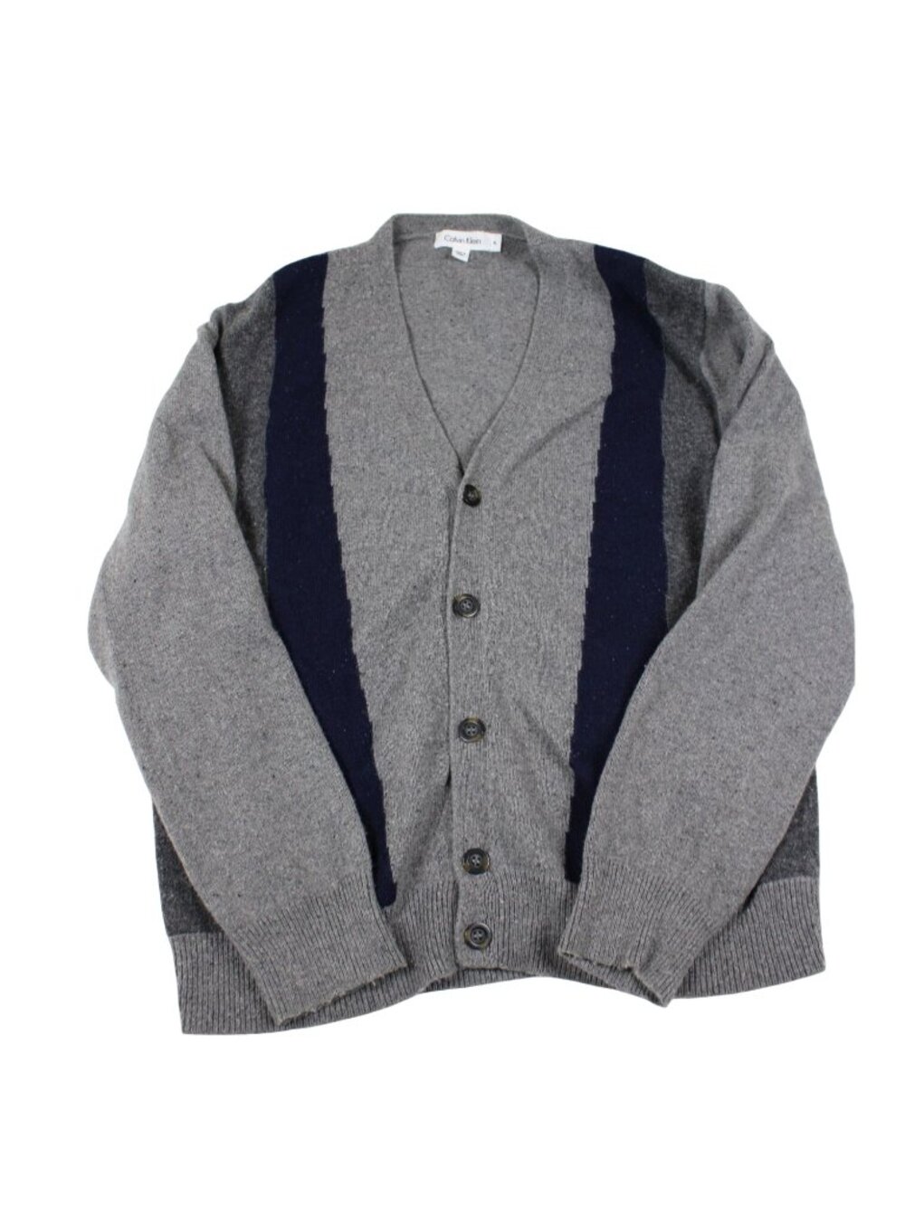 Calvin Klein Mens XL Gray & Navy Button-Up Cardigan Sweater